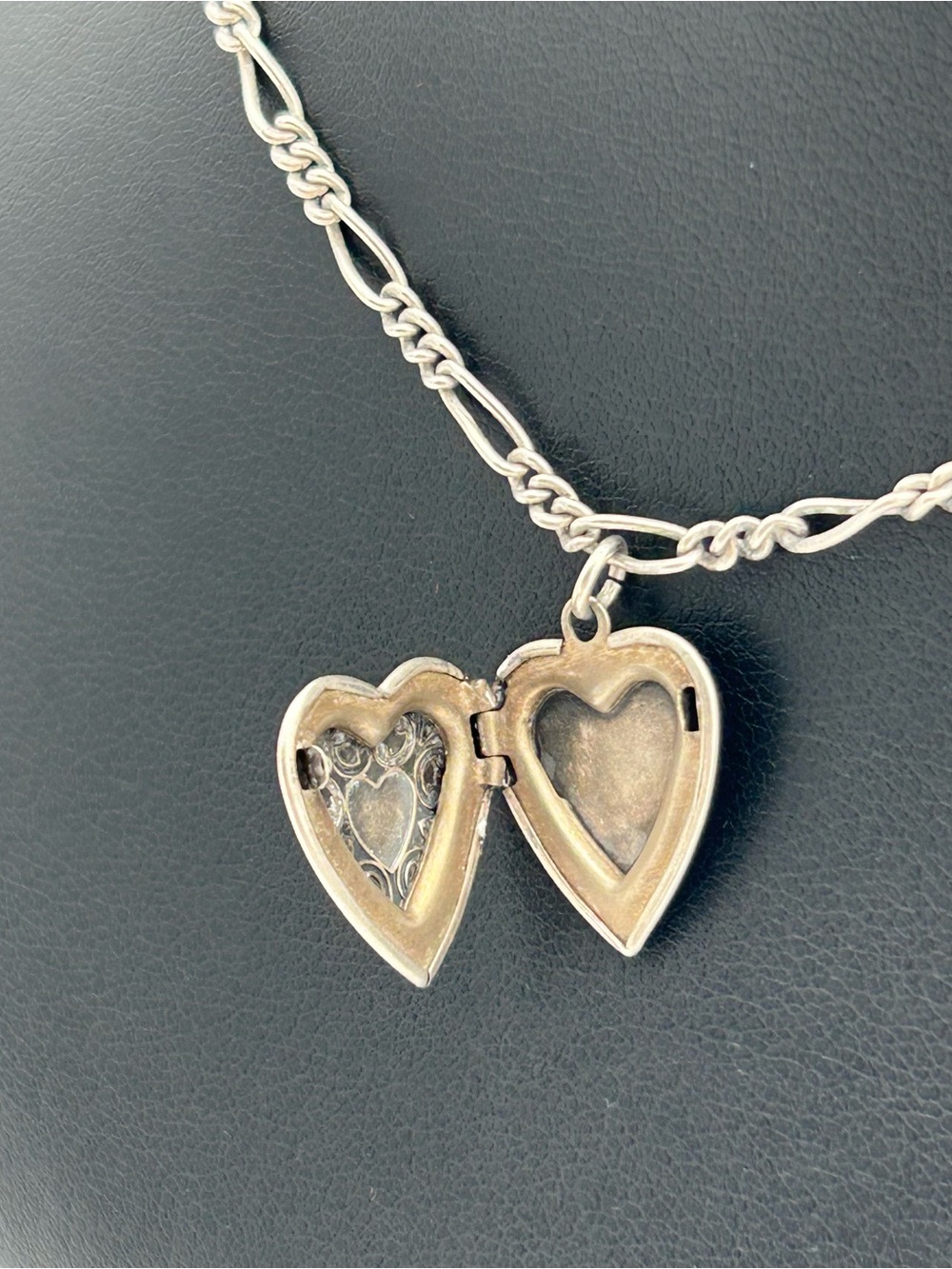 Heart-Shaped Locket with Figaro Chain - Picture 3 of 11